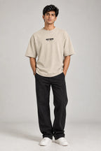 SOLID BEIGE 240 GSM SINKER COTTON OVERSIZED T-SHIRT