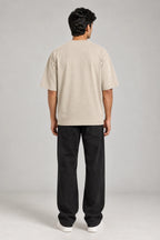 SOLID BEIGE 240 GSM SINKER COTTON OVERSIZED T-SHIRT