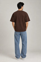 SOLID BROWN 240 GSM SINKER COTTON OVERSIZED T-SHIRT
