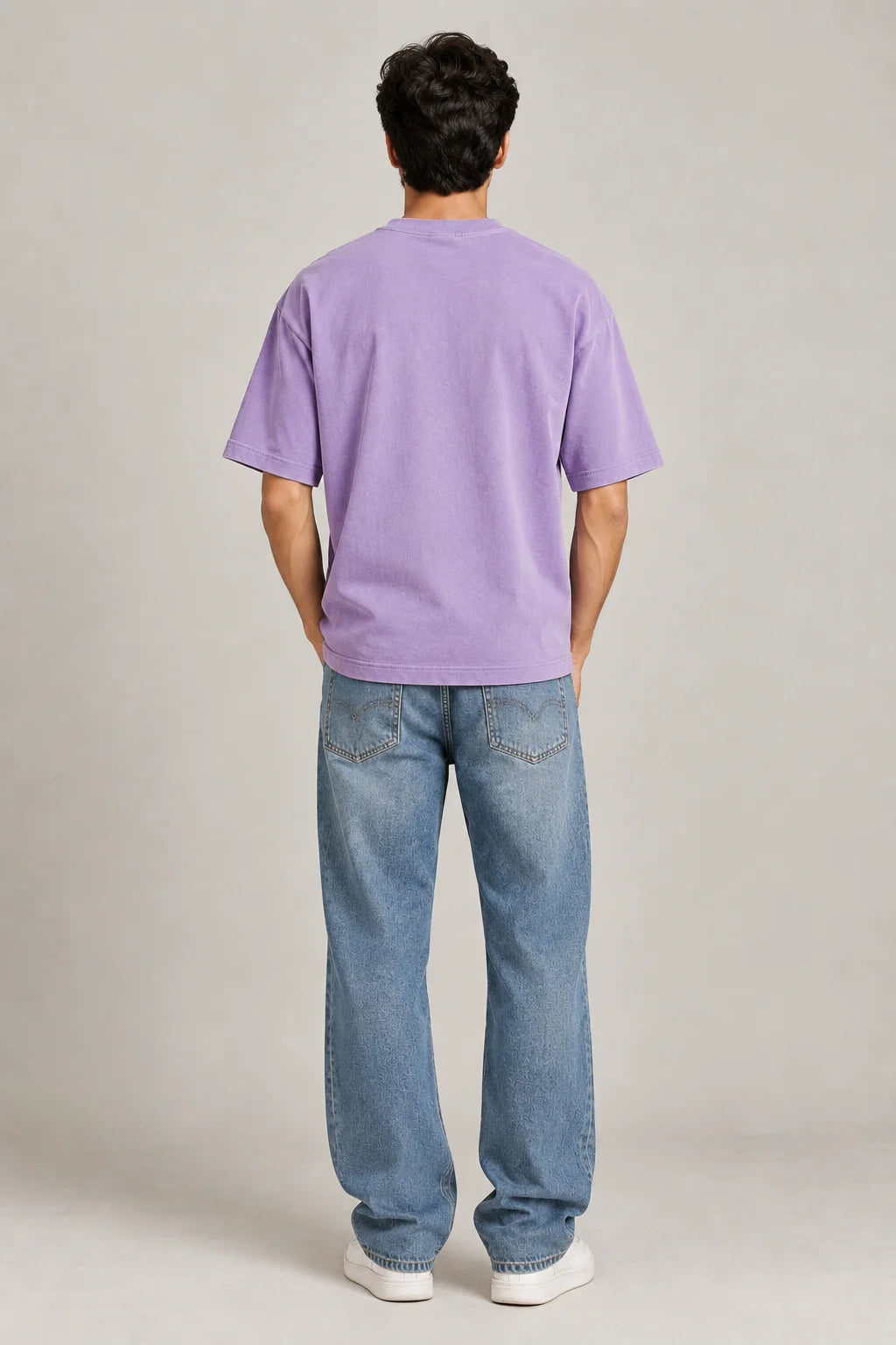 SOLID LAVENDER 240 GSM SINKER COTTON OVERSIZED T-SHIRT