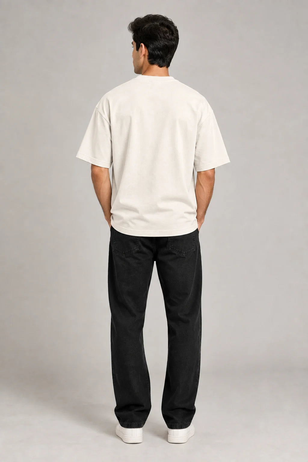 SOLID OFF WHITE 240 GSM FRENCH TERRY OVERSIZED T-SHIRT