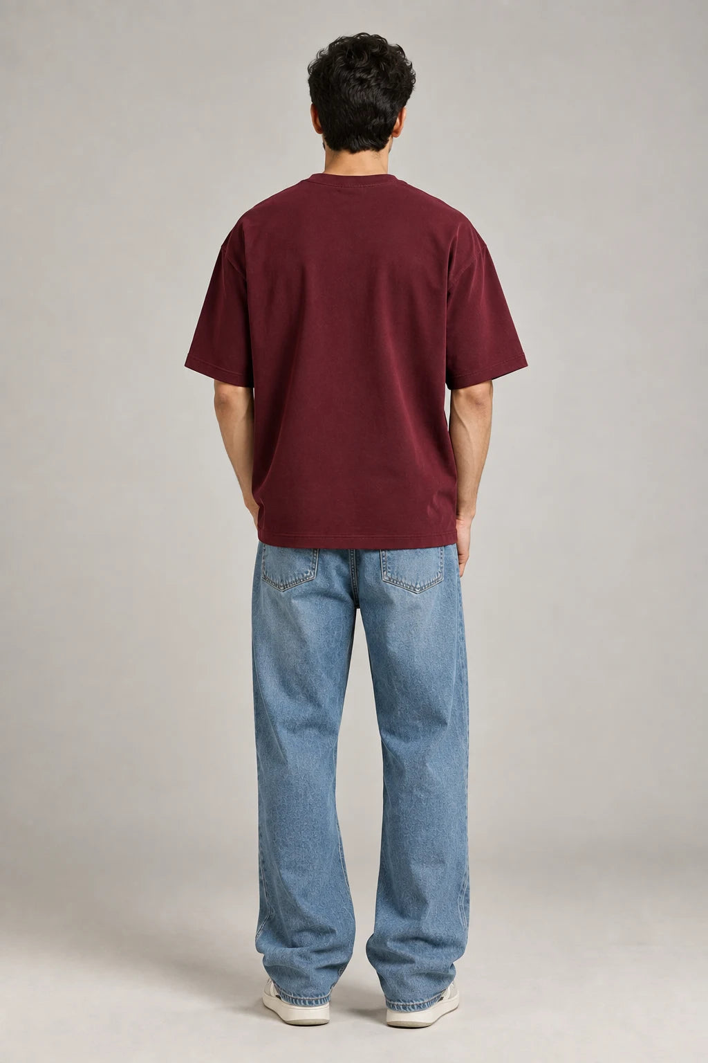 SOLID MAROON 240 GSM FRENCH TERRY OVERSIZED T-SHIRT