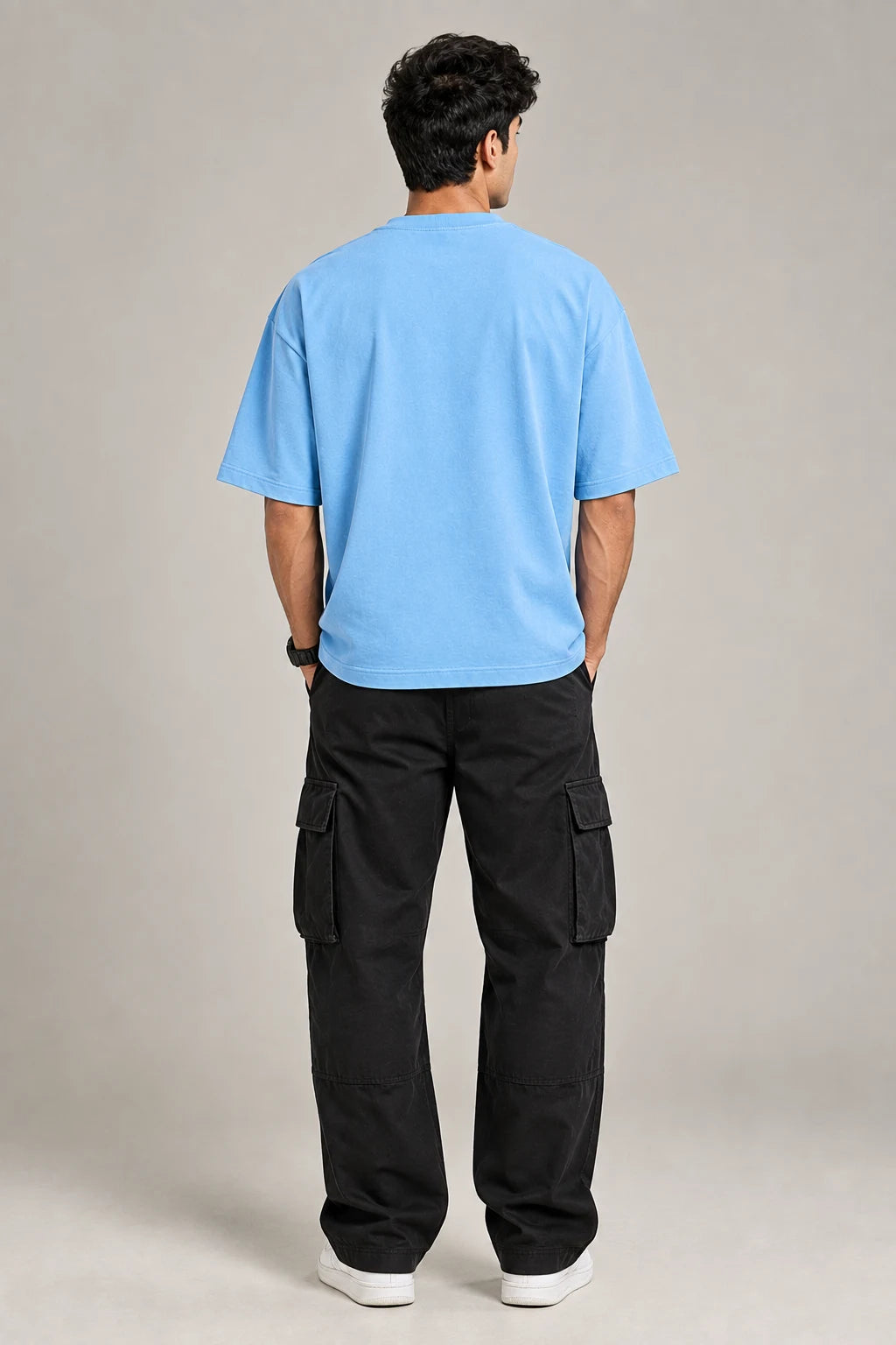 SOLID SKY BLUE 240 GSM FRENCH TERRY OVERSIZED T-SHIRT